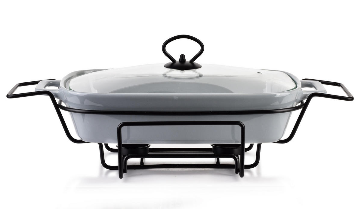 AUFLAUFFORM Modern Kitchen Grau 43/25/12 cm Keramik - Grau, Keramik (25/12/43cm) - Mondex