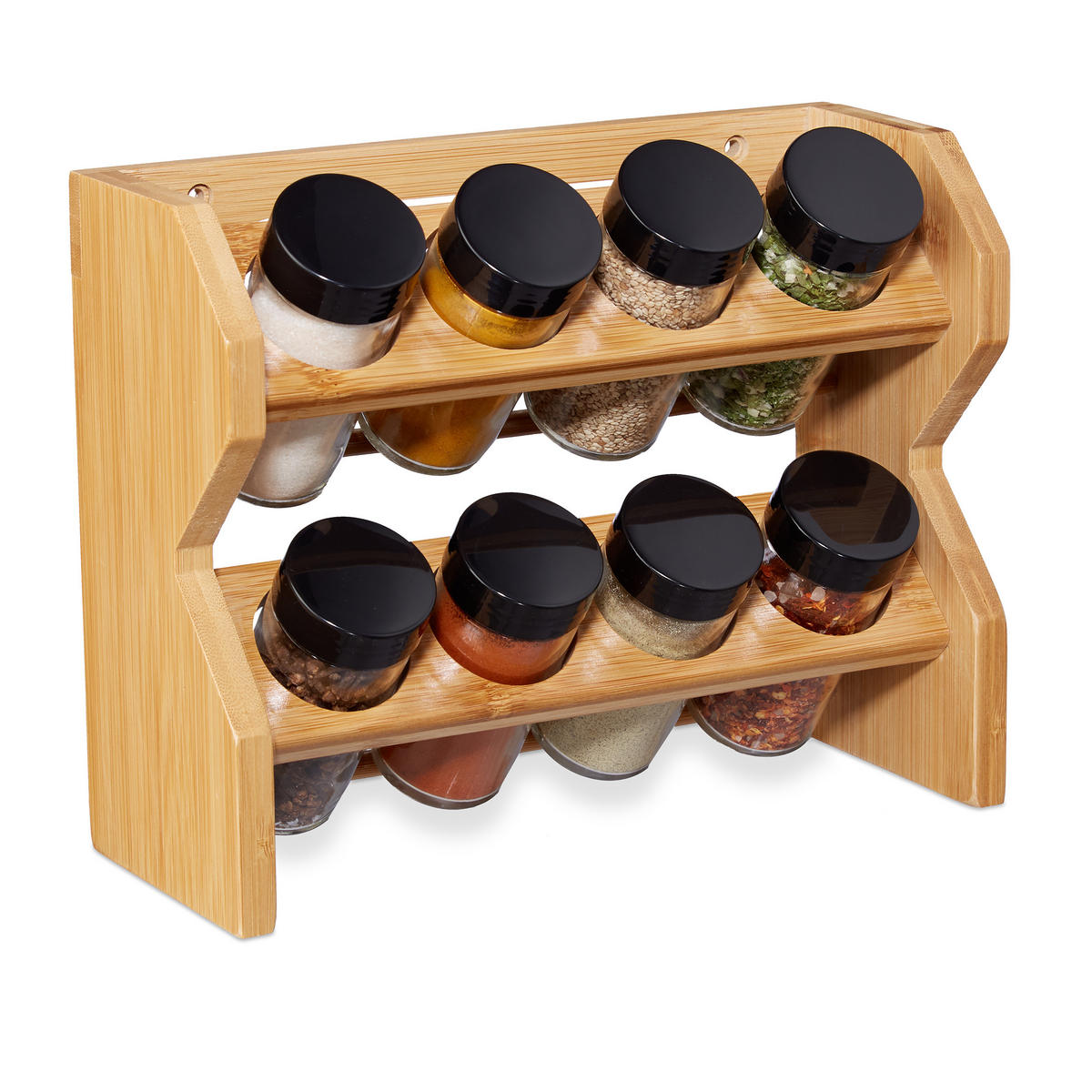 GEWÜRZREGAL - Hellbraun, Glas/Holz (25.5/20/10cm) - Relaxdays