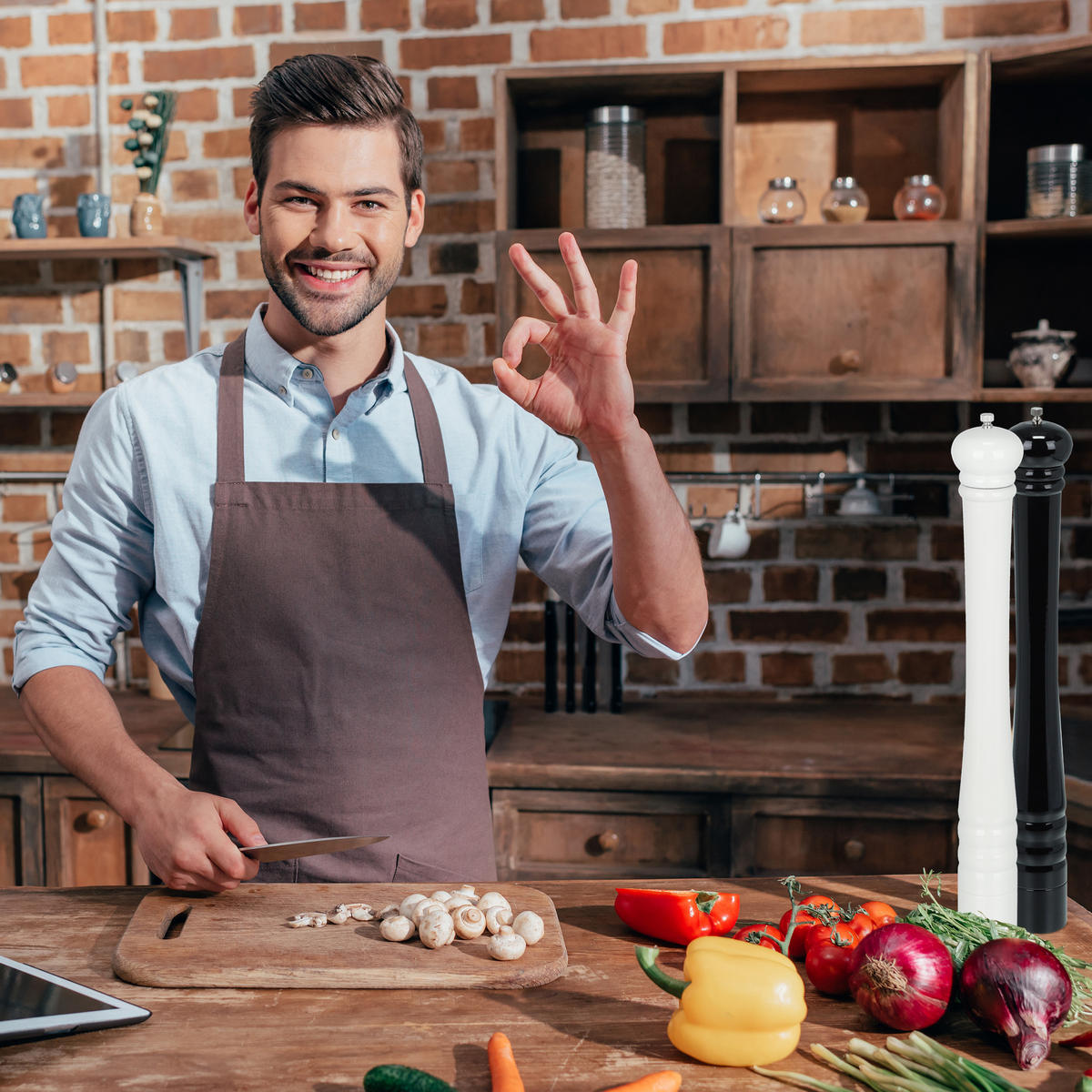 GEWÜRZMÜHLE - Weiß, Holz/Keramik (6/51.5/6cm) - Relaxdays