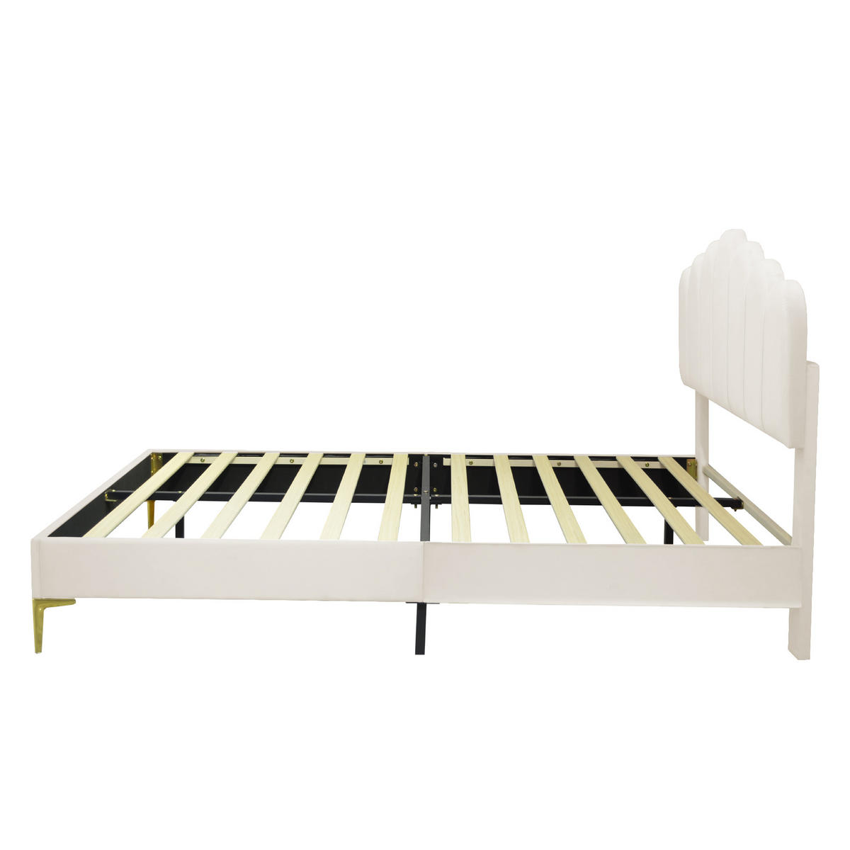 POLSTERBETT Beige Liegefläche 140/200 cm, Gepolstertes Kopfteil, Samtbezug, Lattenrost, Ohne Matratze - Beige, Textil - PANGIVO