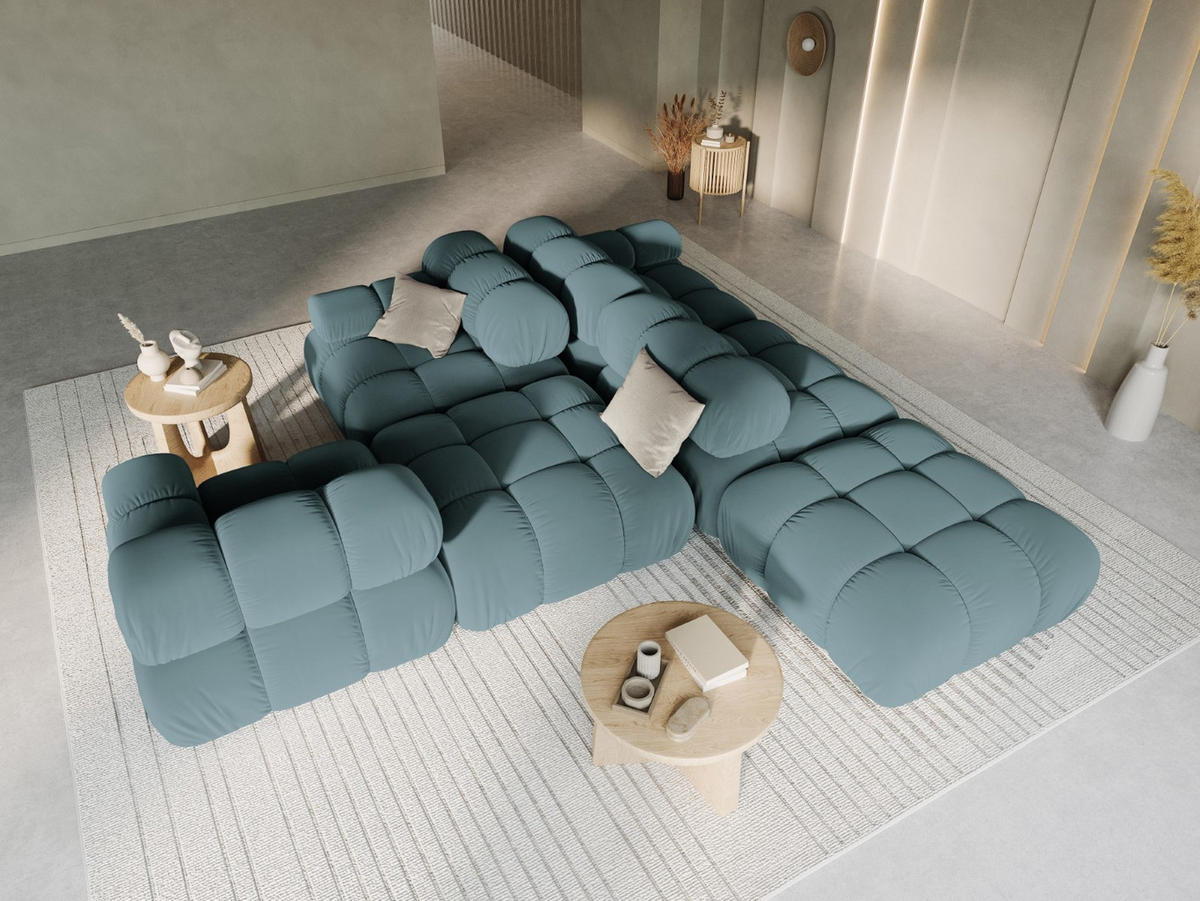 MODULARES-SOFA links Bellis aus Samt petrol 4 Sitzplätze - Petrol, Textil (94/63/282cm) - Micadoni
