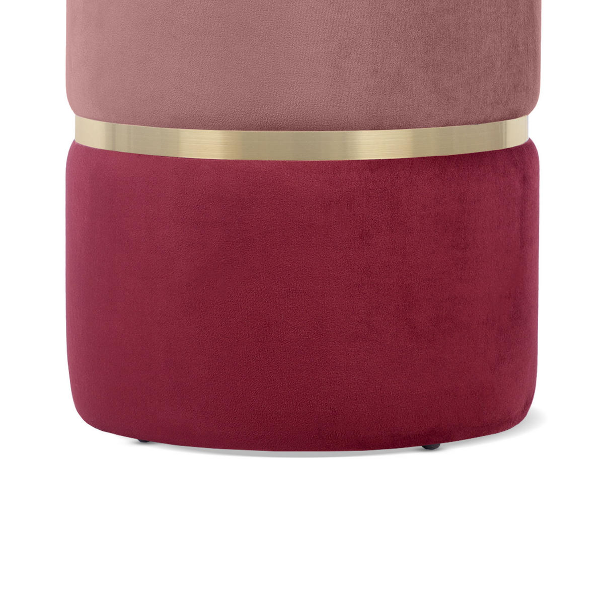 POUF Louise aus himbeerrosa Samt und goldfarbenem Metall - Pink, Holzwerkstoff/Textil (35/44/35cm) - Sicaan