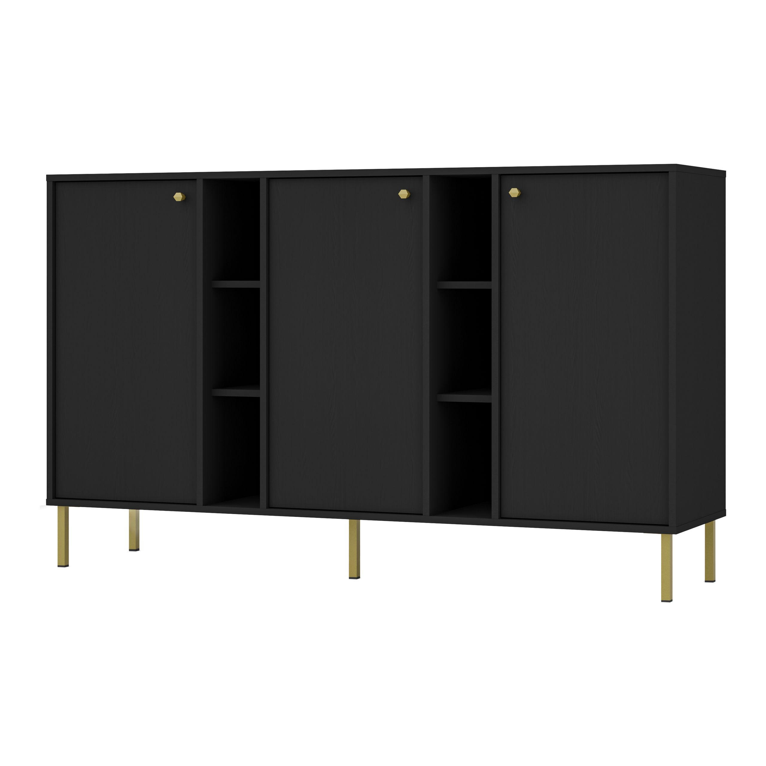 SIDEBOARD TORINO 158/95/41 cm mit 3 Türen Graphitfarben - Graphitfarben, Holzwerkstoff (158/95/41cm) - MASSENO