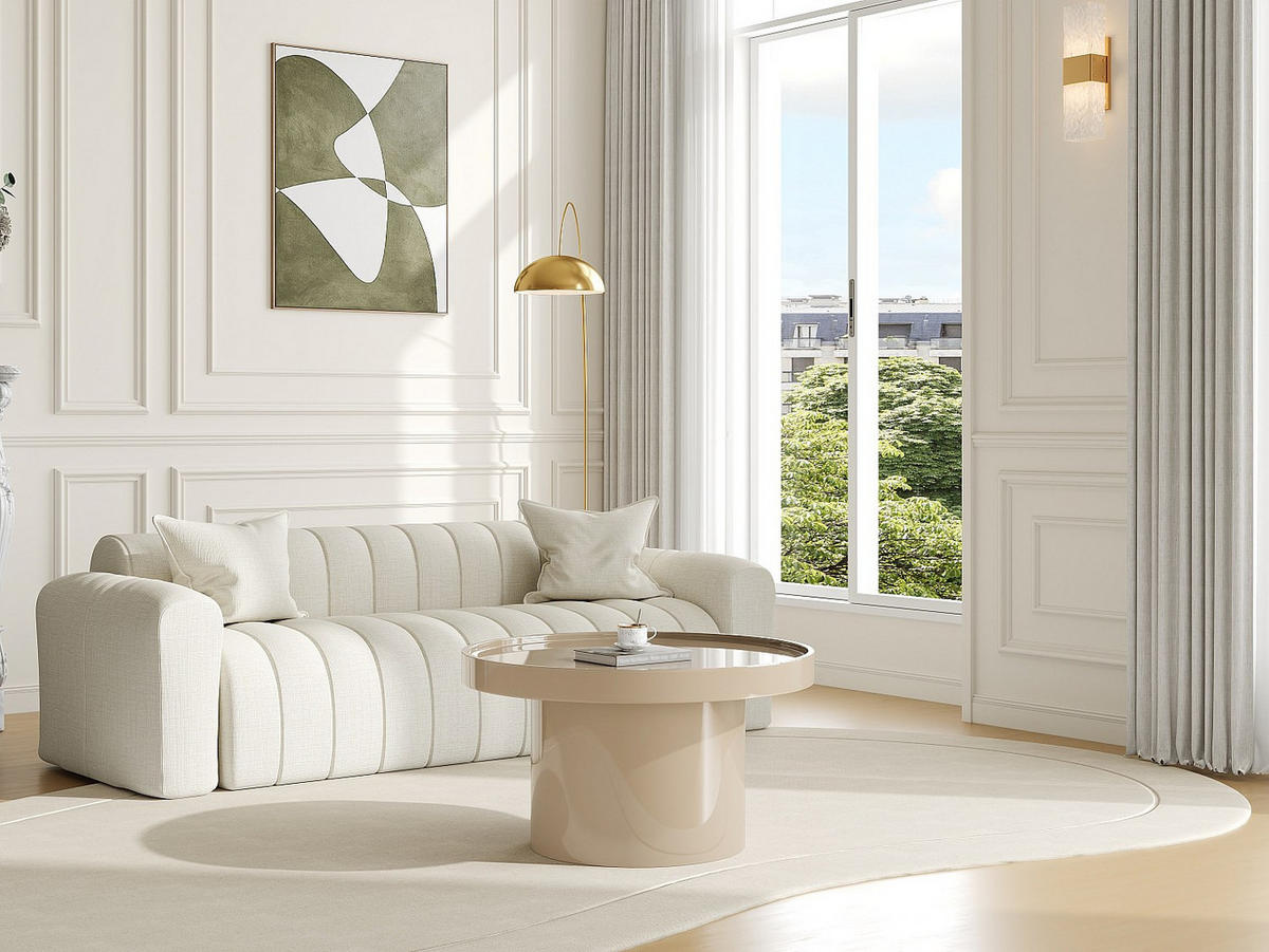 COUCHTISCH - 80 cm x 80 cm - Holz, Platte - Beige SYBEVA - Beige, Holz (80/80/40cm) - Vente-Unique