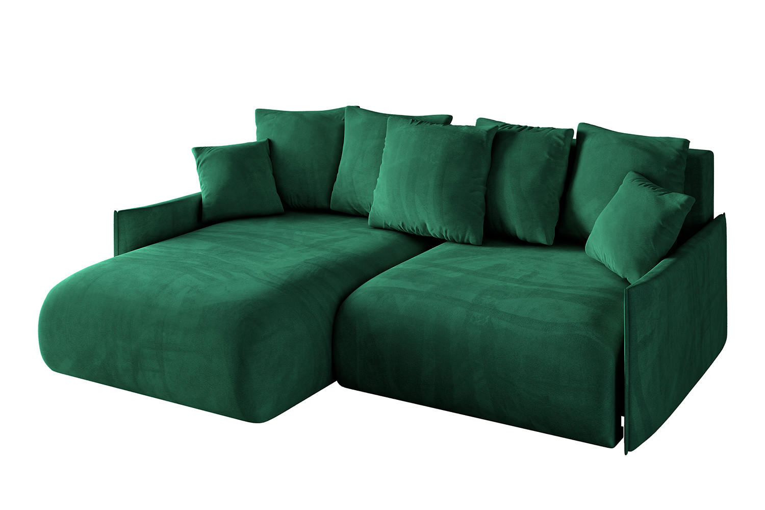 ECKSOFA mit Schlaffunktion und Bettkasten ONESK-L -v1 208x165x40 Dunkelgrün Velours - Dunkelgrün, Holzwerkstoff/Kunststoff (208/165cm) - ALTDECOR