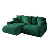 ECKSOFA mit Schlaffunktion und Bettkasten ONESK-L -v1 208x165x40 Dunkelgrün Velours - Dunkelgrün, Holzwerkstoff/Kunststoff (208/165cm) - ALTDECOR