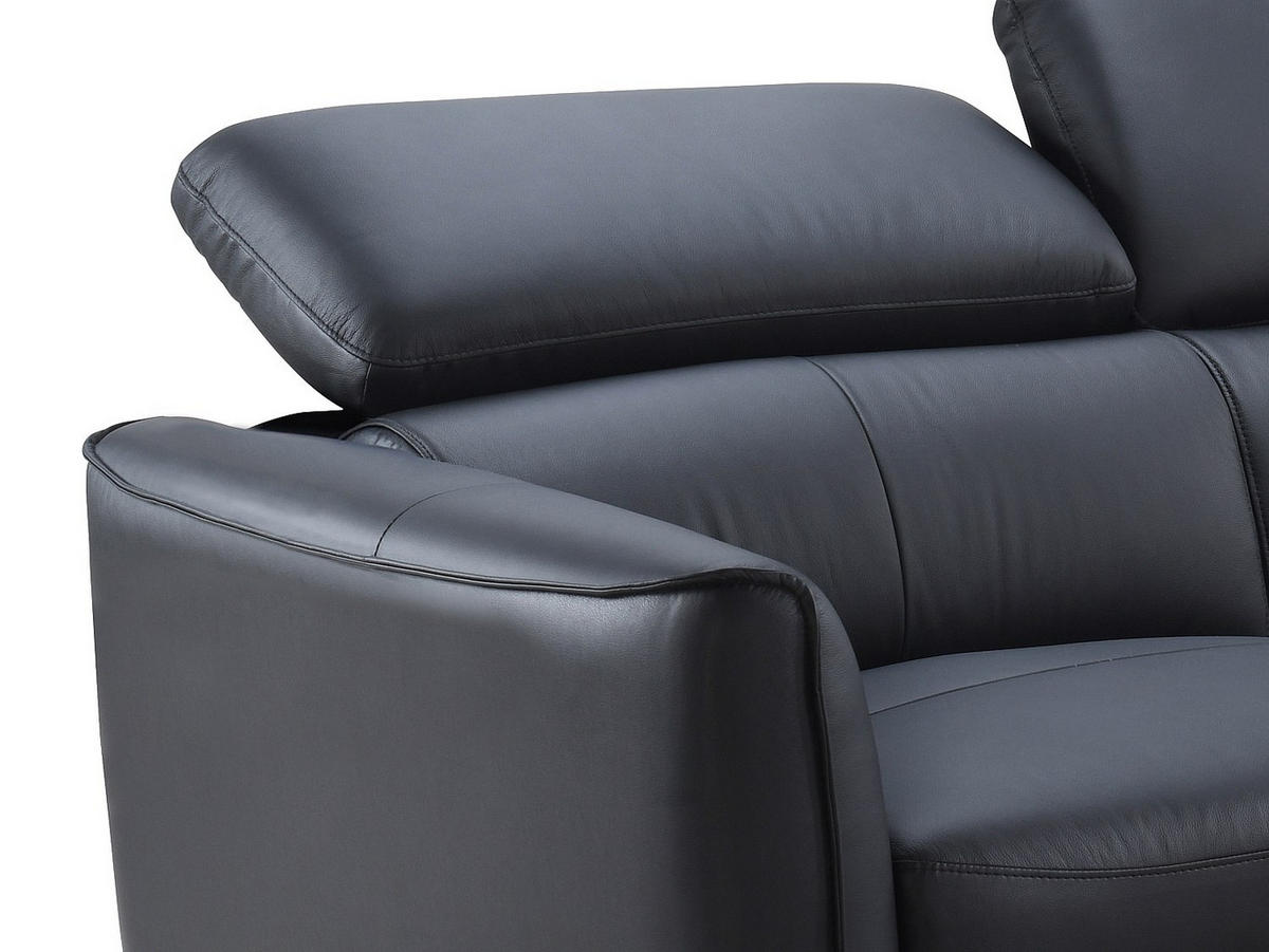 SOFA - 5 Personen - leder - schwarz Salvi - Schwarz, Leder/Holz (248/77/179cm) - Vente-Unique