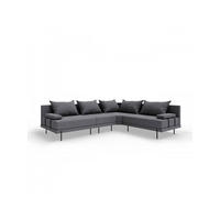 GARTENSOFA BAHAMA M - Rechts - Wetterfeste Balkonmöbel & Terrassenmöbel Außen - Moderne Lounge Möbel für Garten - Balkon & Terrasse - Dunkelgrau - Dunkelgrau, Kunststoff (298/75/222cm) - Trada
