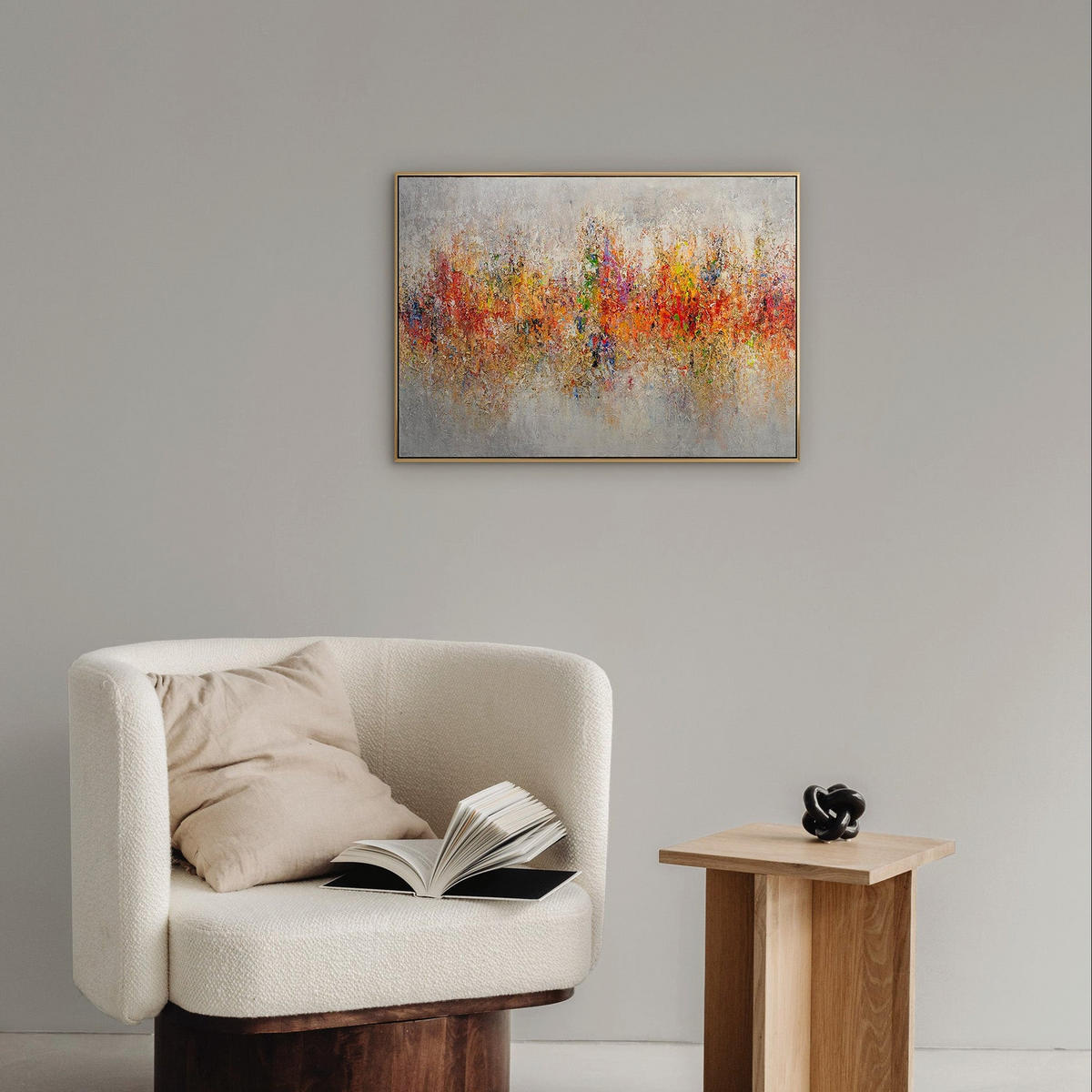GEMÄLDE Farbige Energie Schattenfugenrahmen Gold 70x50 cm - Goldfarben, Holz (70/50cm) - YS-art gallery