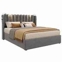 BETT mit Stauraum und Leselicht 160x200 cm Samt Grey - Grau, Metall (160/200cm) - Meubliv
