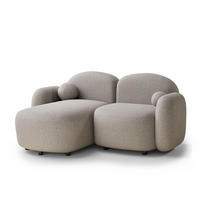 ECKSOFA Bahama Seidengrau Webstoff - Links Seite - Greige/Schwarz, Holz/Holzwerkstoff (146/190cm) - Maison de Reve