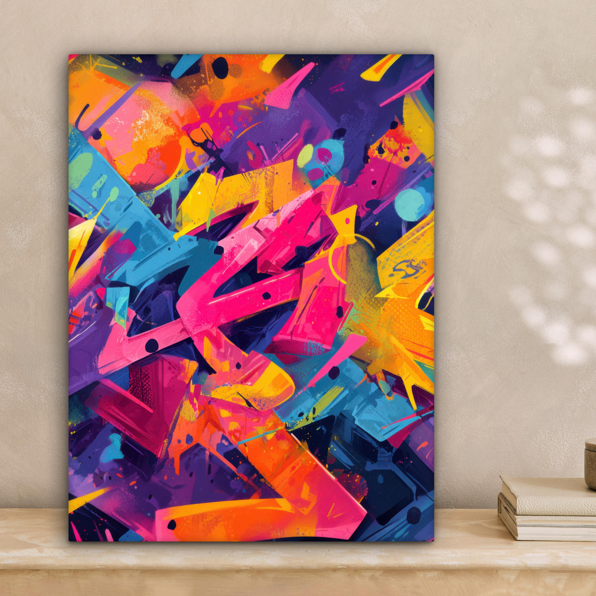 LEINWANDBILD Abstrakt - Formen - Farbenfroh Room Decor 30x40 cm - Magenta, Textil (30/40cm) - MuchoWow