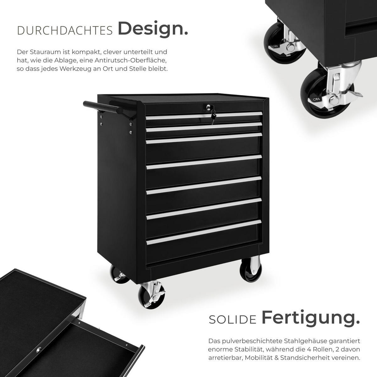 WERKZEUGWAGEN ,Rollen Ø 100 mm,schwarz - Schwarz, Metall (33/79/69cm) - tectake