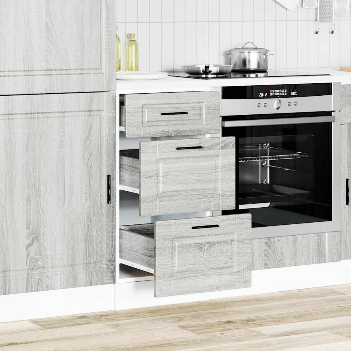 KÜCHENUNTERSCHRANK Porto Grau Sonoma Holzwerkstoff - Grau, Holzwerkstoff (46/81.5/40cm) - vidaXL