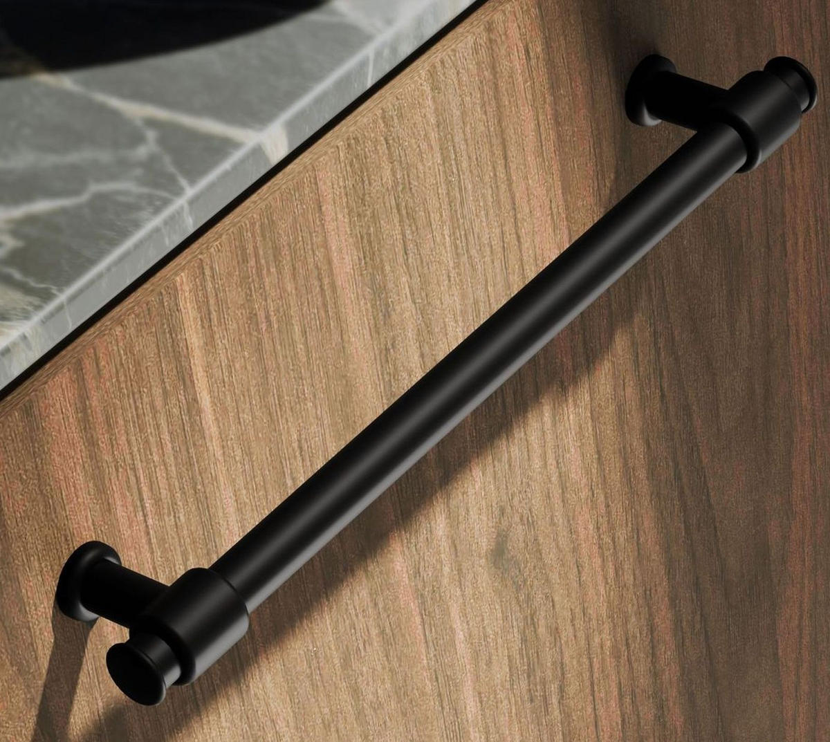 MÖBELGRIFF BA 192mm, Küchengriff Schwarz matt, Schrankgriff modern - Schwarz, Metall (1.2/3/22.2cm)