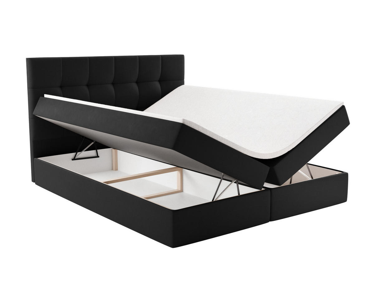 BOXBETT Auren mit Topper Schwarz 200x200 - Schwarz, Textil (200/200cm) - Luxkor24