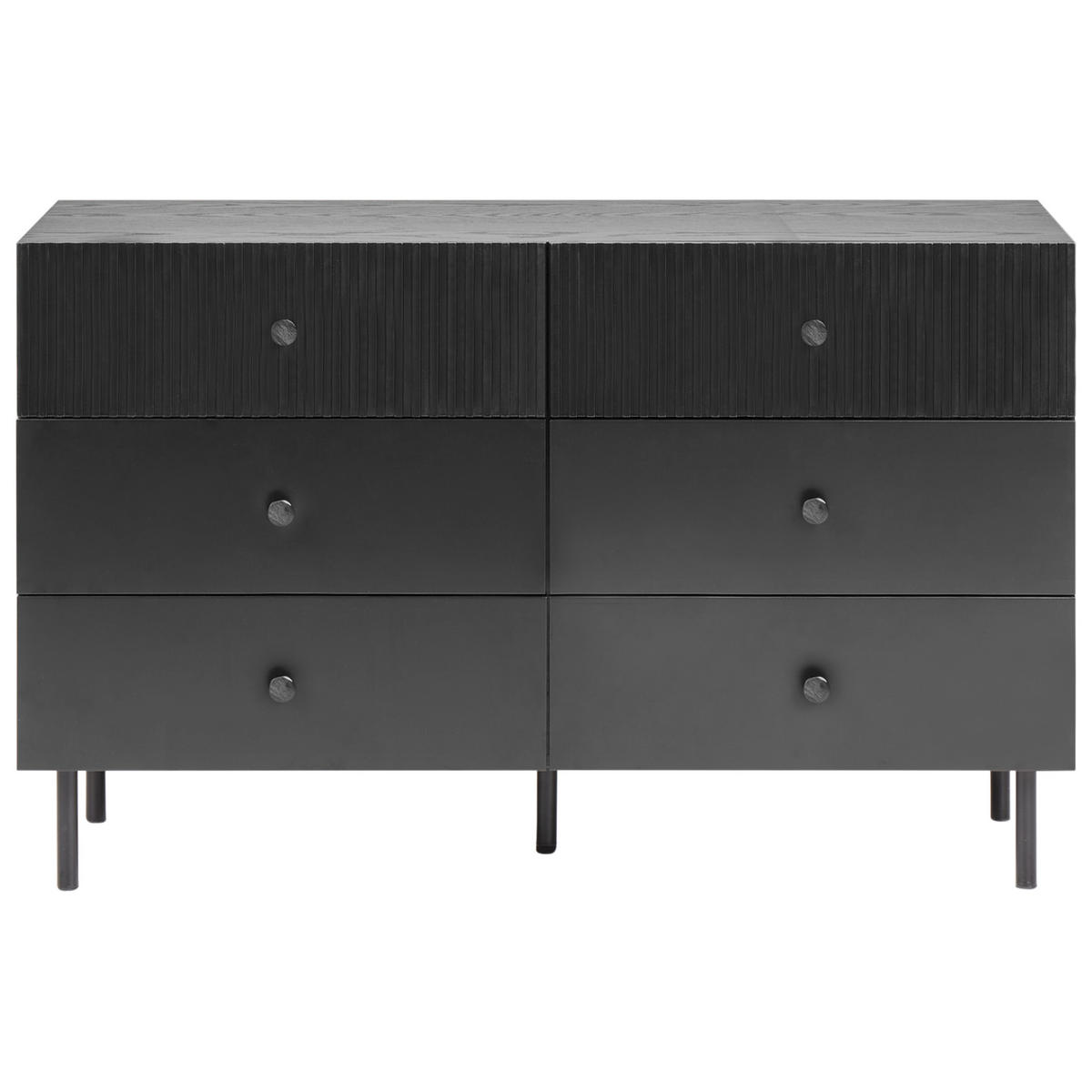 KOMMODE mit 6 Schubladen Schwarz Coventry - Schwarz, Holzwerkstoff (120/75/41cm) - Beliani