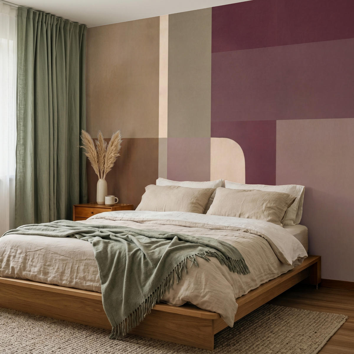 TAPETE - Unis - Abstrakt - Bordeaux - Linien - 260x220 cm - Multicolor, Papier (260/220cm) - OnlyWow