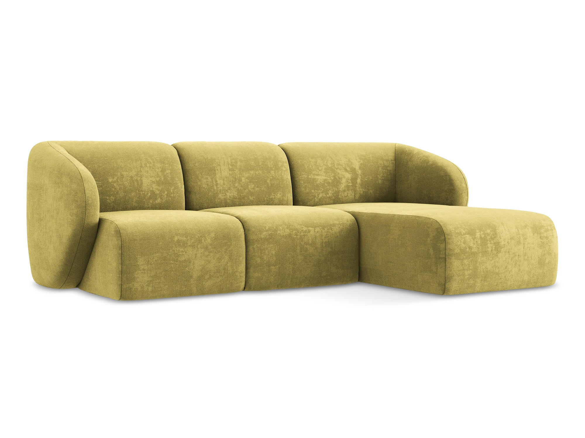 ECKSOFA Rechts Chenille Stoff Grün - Limette/Schwarz, Holzwerkstoff/Kunststoff (248/166cm) - Makamii