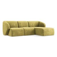 ECKSOFA Rechts Chenille Stoff Grün - Limette/Schwarz, Holzwerkstoff/Kunststoff (248/166cm) - Makamii