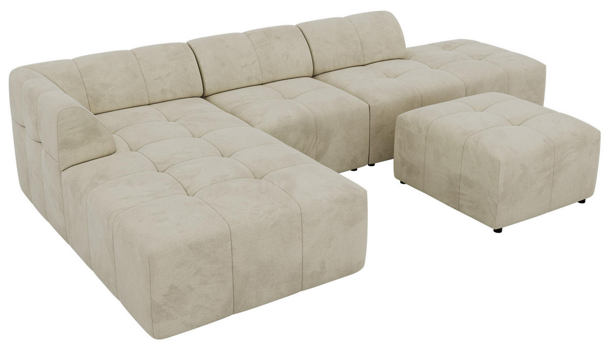 ROHOVÁ SEDAČKA GRIDA 4M L Béžová Samet - Vlevo - černá/béžová, textil/plast (335/176cm) - MKS