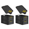 EUROBOX 4x NextGen Color mit Auflagedeckel 22x40x60 cm 44 Liter Schwarz Griffe gelb offen - Gelb/Schwarz, Kunststoff (40/22/60cm) - PROREGAL