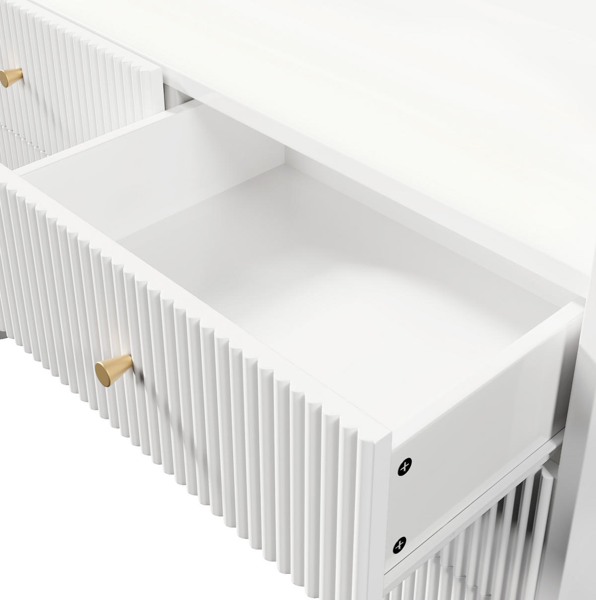 SIDEBOARD 120/40/75 cm Weiß aus Metall und Spanplatte mit LED-Beleuchtung - Weiß, Holzwerkstoff (40/75/120cm) - OKMYHOME