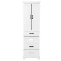 HOCHSCHRANK 60/40/180 cm aus MDF mit Sanftschluss und verstellbaren Einlegeböden Weiß - Weiß, Holzwerkstoff (57/180/38cm) - Modenvie