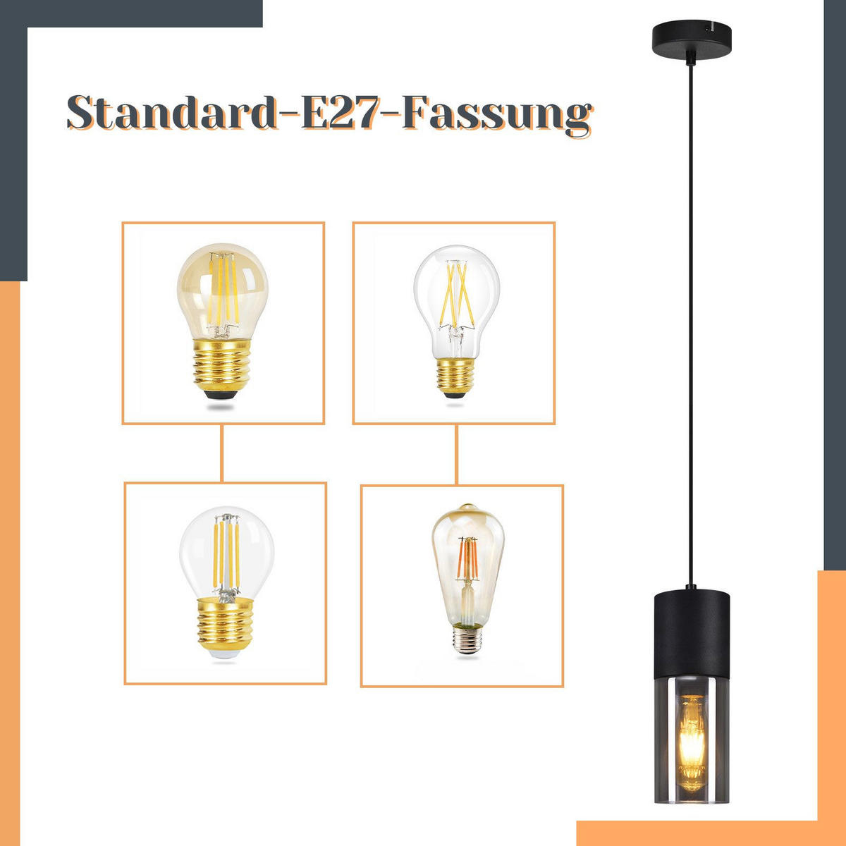 HÄNGELEUCHTE Elmar 1-flammig 10/10/150 cm - Schwarz, Metall (10/10/150cm) - Nettlife