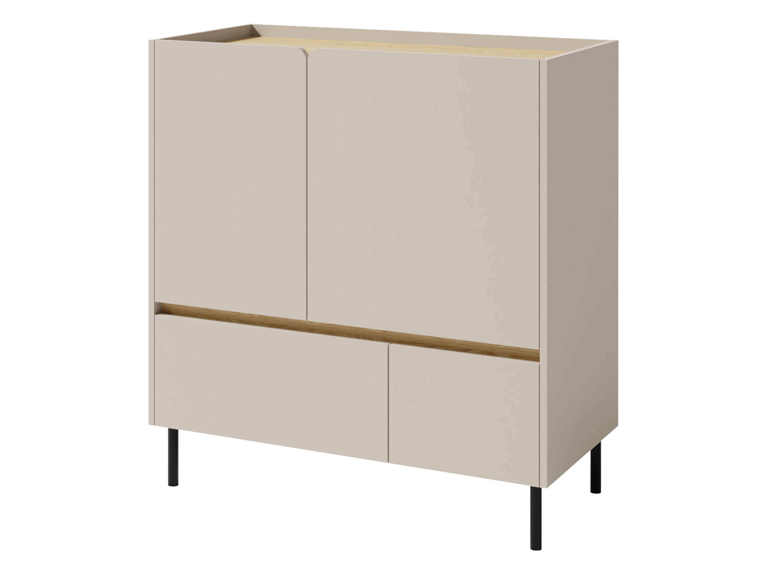 KOMBIKOMMODE Luca LC09 - Sandfarben/Schwarz, Holzwerkstoff/Metall (95/105/40cm) - MIRJAN24