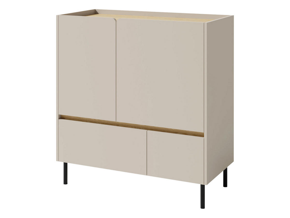 KOMBIKOMMODE Luca LC09 - Sandfarben/Schwarz, Holzwerkstoff/Metall (95/105/40cm) - MIRJAN24