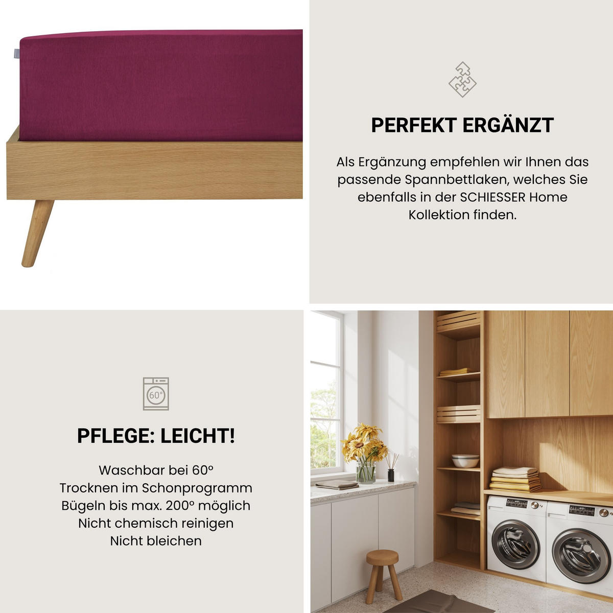 BETTWÄSCHESET Drops - Feinbiber - 2-teilig - 135x200 cm - Mauve - Mauve, Textil (135/200cm) - SCHIESSER