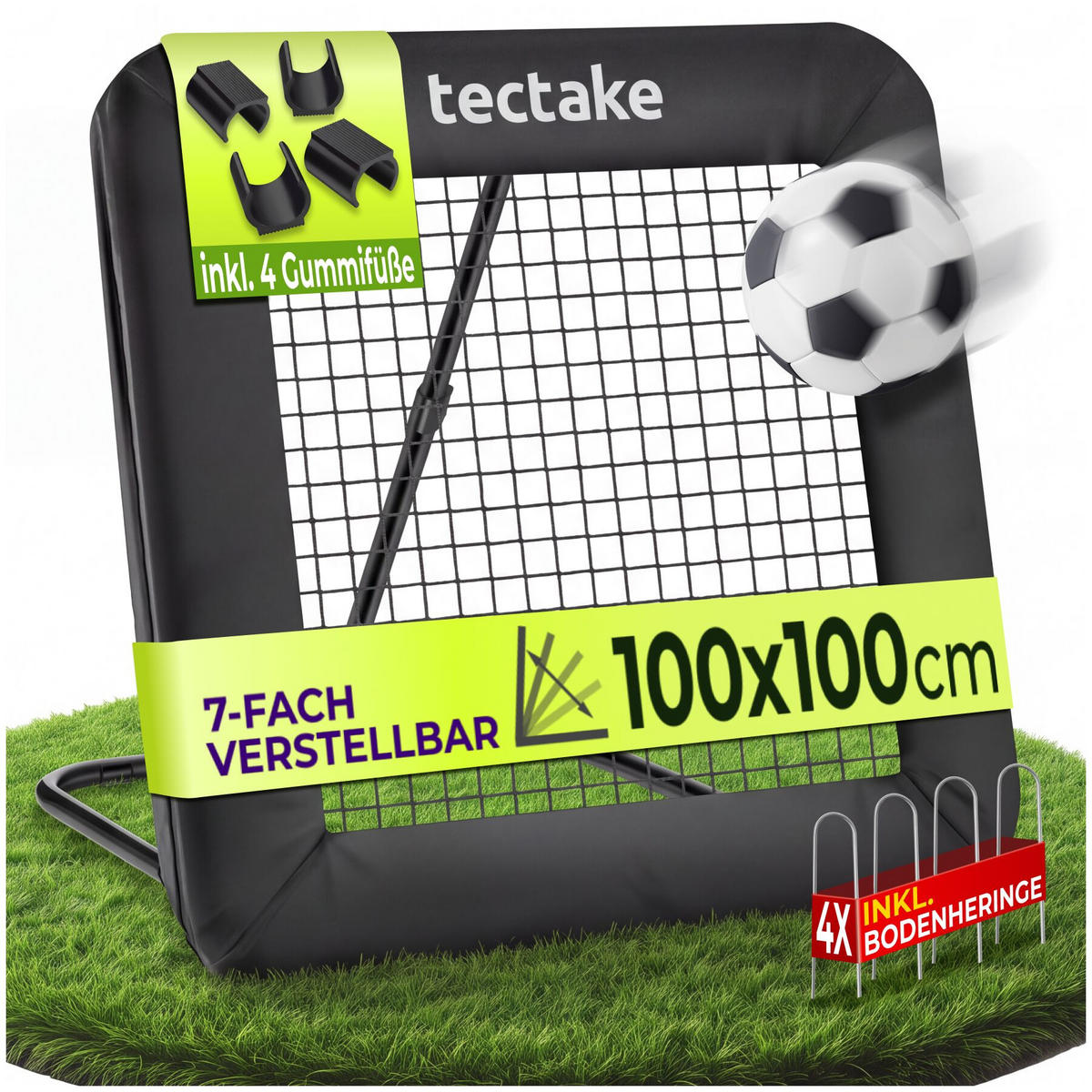 REBOUNDER FÜR FUSSBALL Alphonso, 100 x 100 cm, schwarz - Schwarz, Kunststoff (100/95cm) - tectake