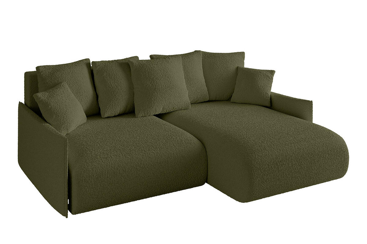 ECKSOFA Ottomane rechts ONESK-L -v1 216x177x72 Grün Bouclé - Olivgrün, Holzwerkstoff/Kunststoff (177/216cm) - ALTDECOR