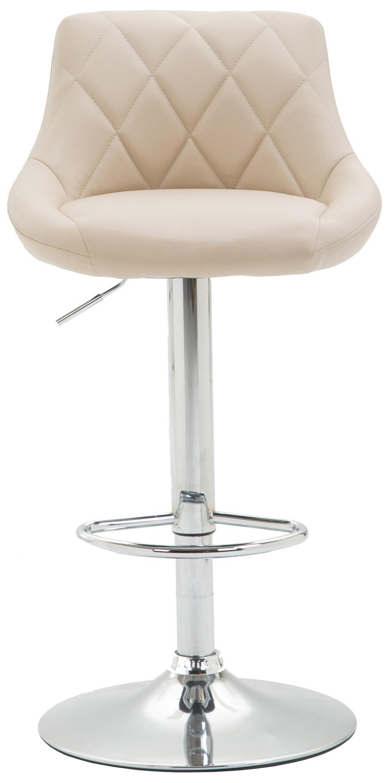 BARHOCKER 2er Set Lederlook creme - Chromfarben/Creme, Textil/Metall (46/83/49cm) - CLP