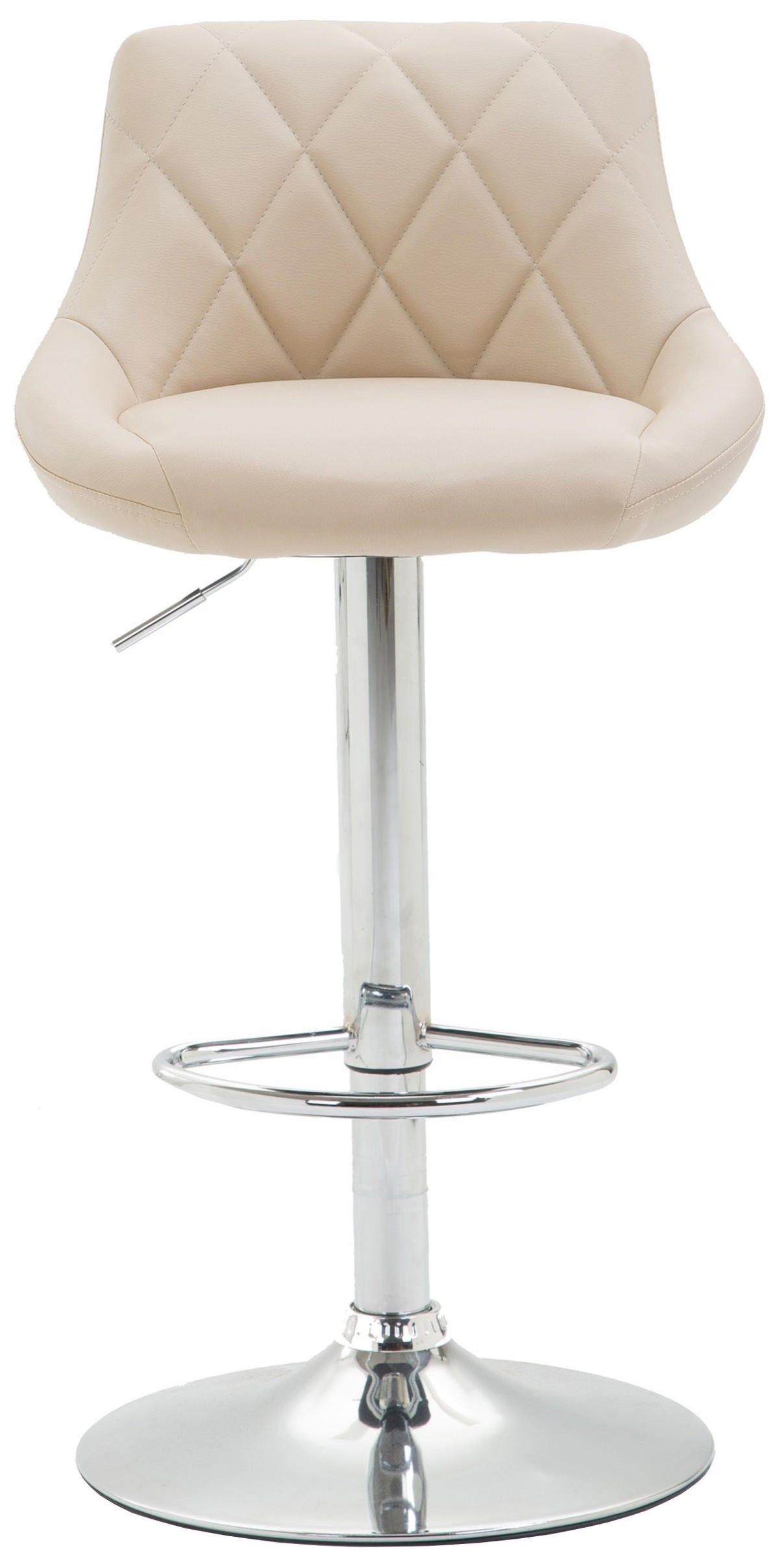 BARHOCKER 2er Set Lederlook creme - Chromfarben/Creme, Textil/Metall (46/83/49cm) - CLP