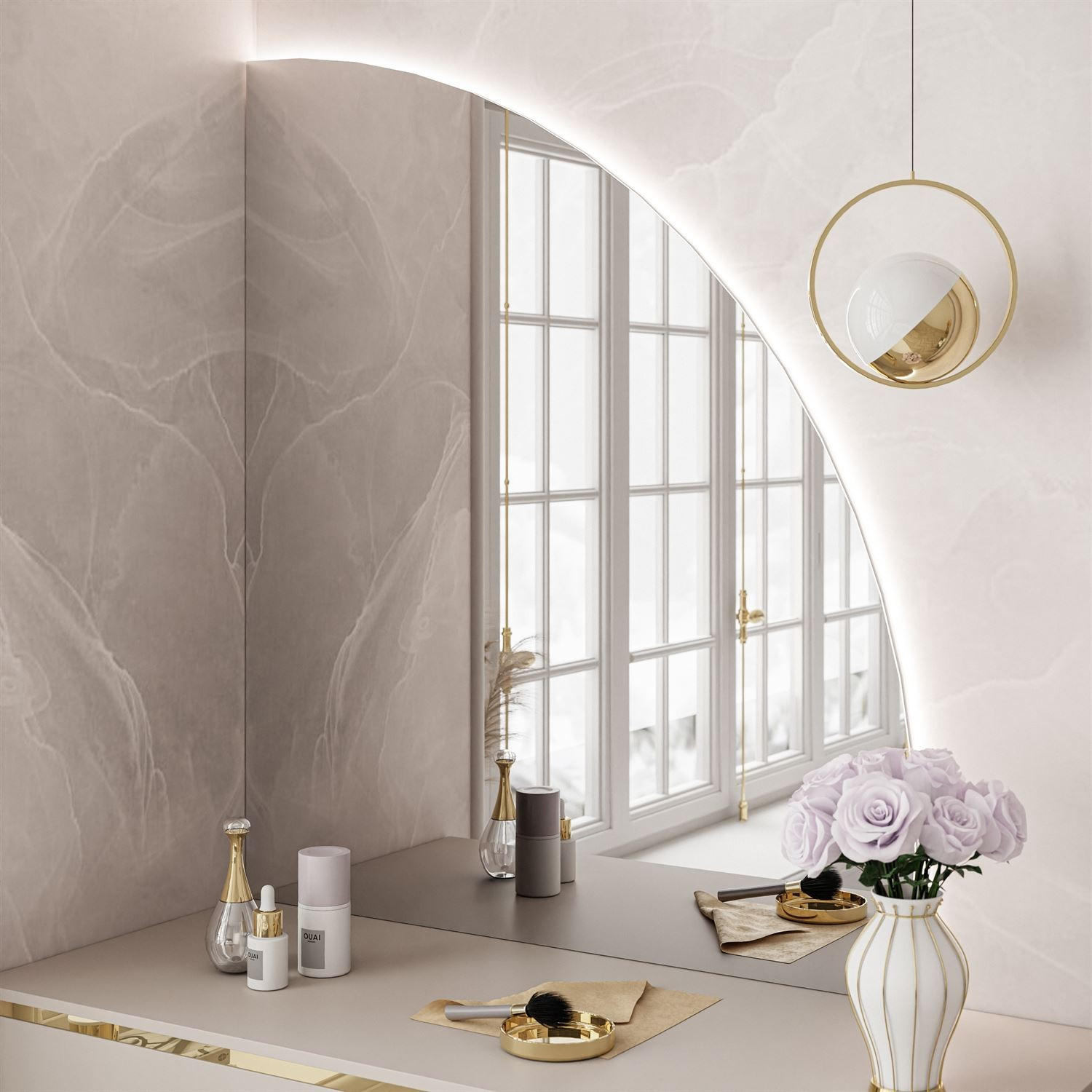 HÄNGESPIEGEL QUINNIE mit LED-Beleuchtung rechts - Transparent, Holzwerkstoff (80/95/0.4cm) - Lookway