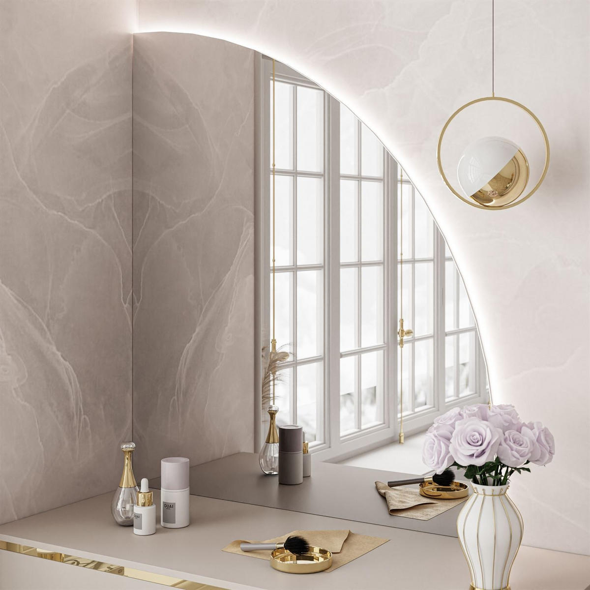 HÄNGESPIEGEL QUINNIE mit LED-Beleuchtung rechts - Transparent, Holzwerkstoff (80/95/0.4cm) - Lookway