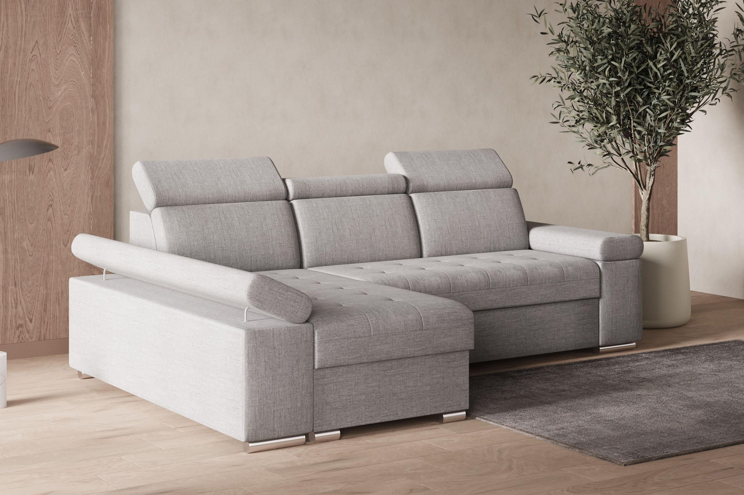 Thumbnail - Möblo Ecksofa, Hellgrau, Holzwerkstoff, L-Form,L-Form, 260x168 cm, Wohnzimmer, Sofas & Couches, Wohnlandschaften, Ecksof...