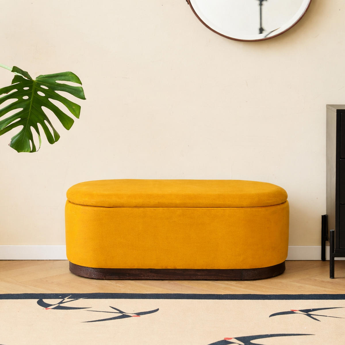 SITZBANK Samt Gelb - Gelb, Textil (100/40/40cm) - Nordlys