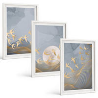 BILDER SET 3er Set - 40x60 cm Weißer Rahmen - Vögel, die am Himmel fliegen - Weiß, Kunststoff (40/60cm) - TULUP