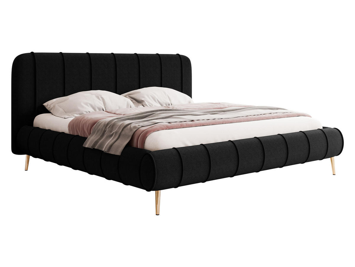POLSTERBETT Slim XI mit Füße - Goldfarben/Schwarz, Holz/Holzwerkstoff (180/200cm) - MIRJAN24