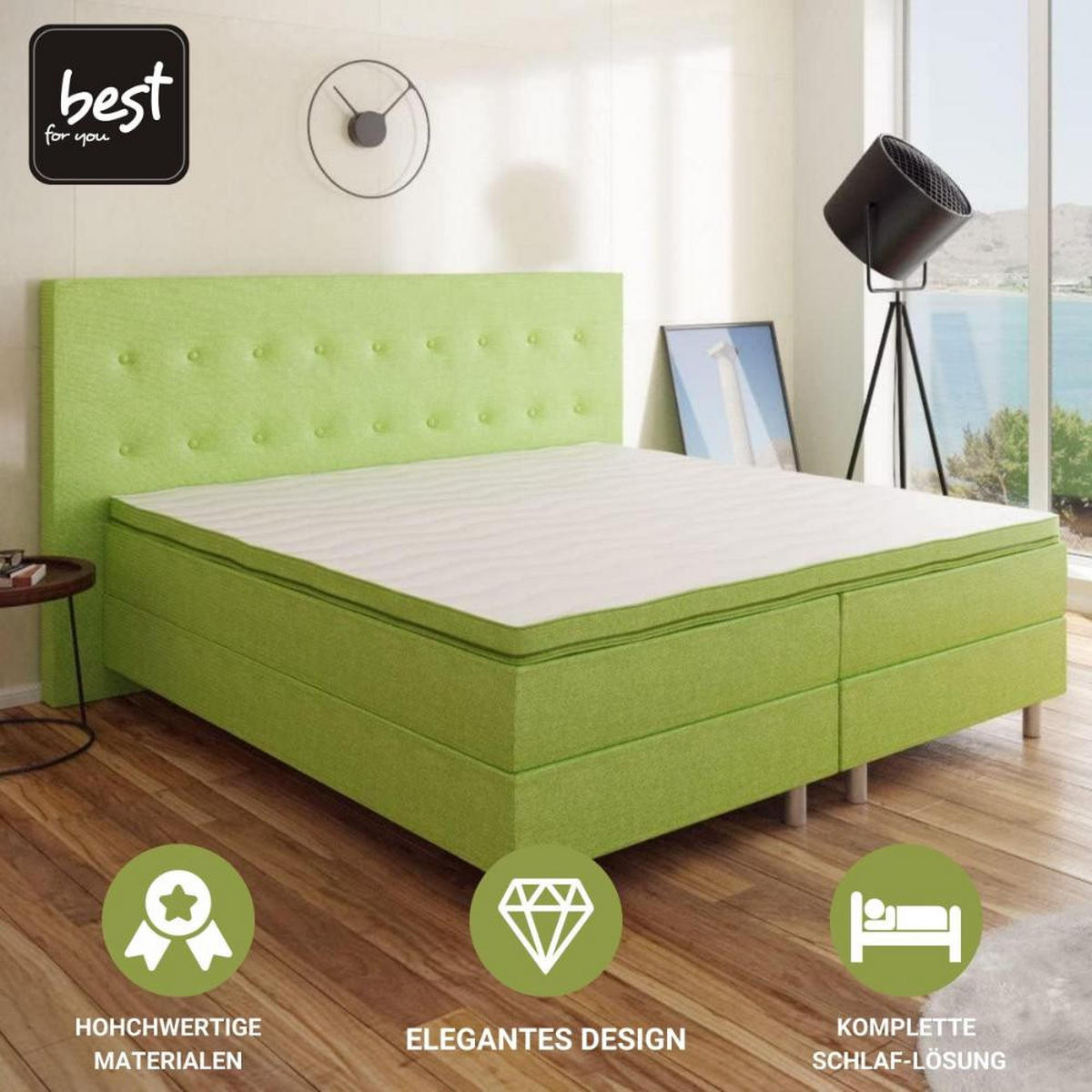 BOXBETT Neo First Class Bett Polsterbett - Jadegrün, Holz/Holzwerkstoff (160/200cm) - Best For Home