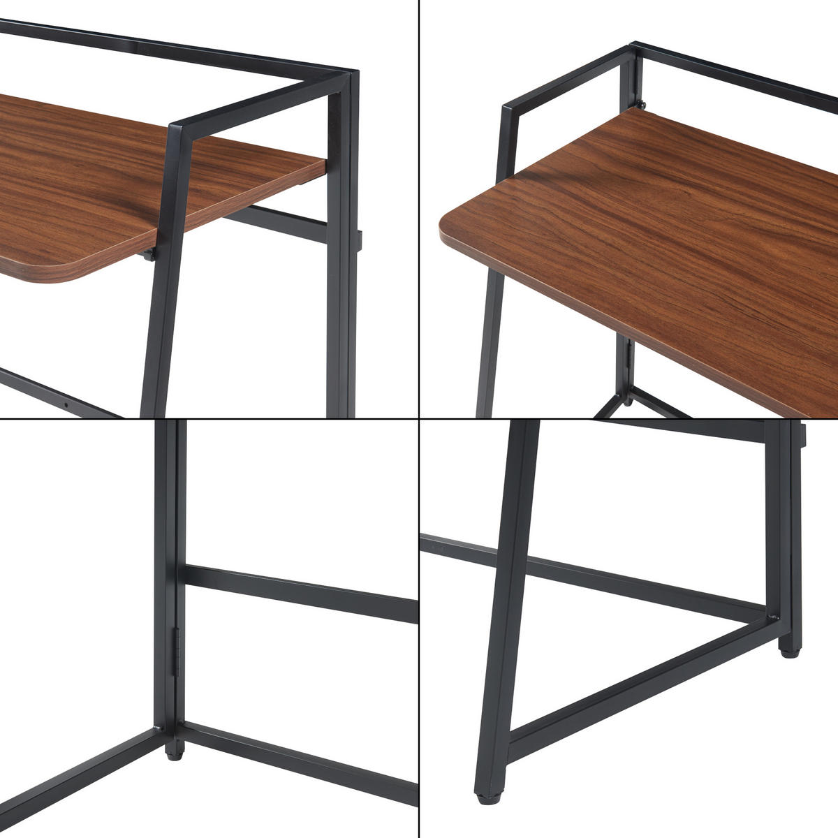 SCHREIBTISCH klappbar Ringerike - Walnussfarben/Schwarz, Holzwerkstoff/Metall (104.5/53/85.5cm) - [en.casa]