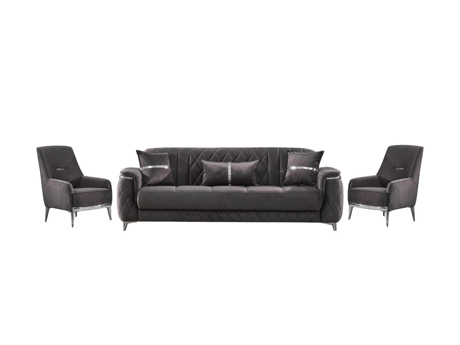 SITZGARNITUR Pasadena, Grau Stellvariante 3+1+1 - Grau, Holzwerkstoff/Kunststoff (240/90/98cm)