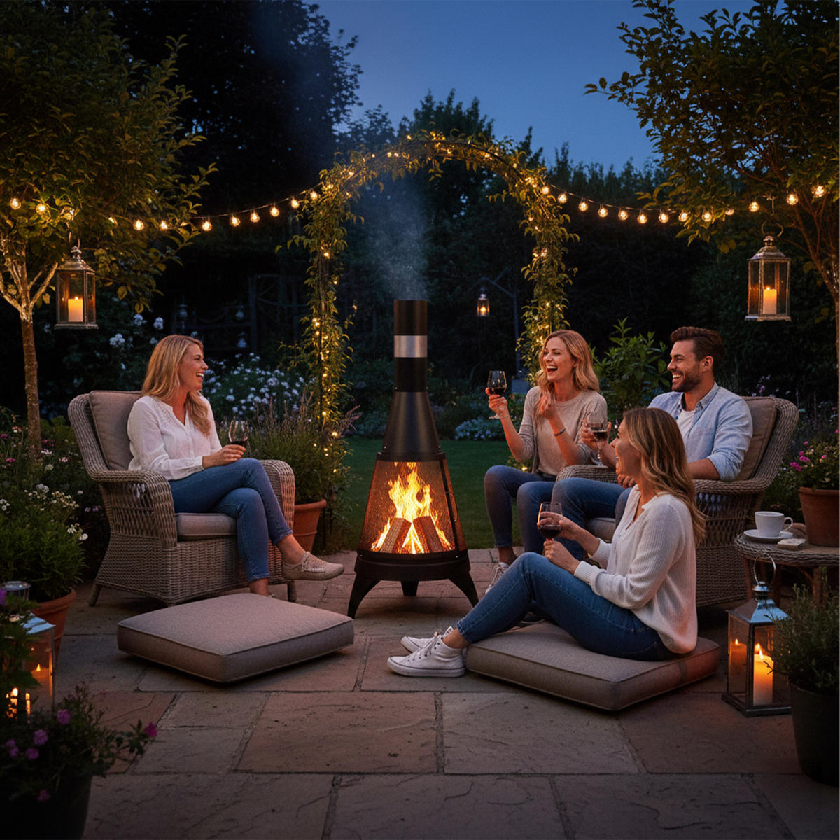 TERRASSENOFEN - Schwarz, Metall (47/120/47cm) - Relaxdays