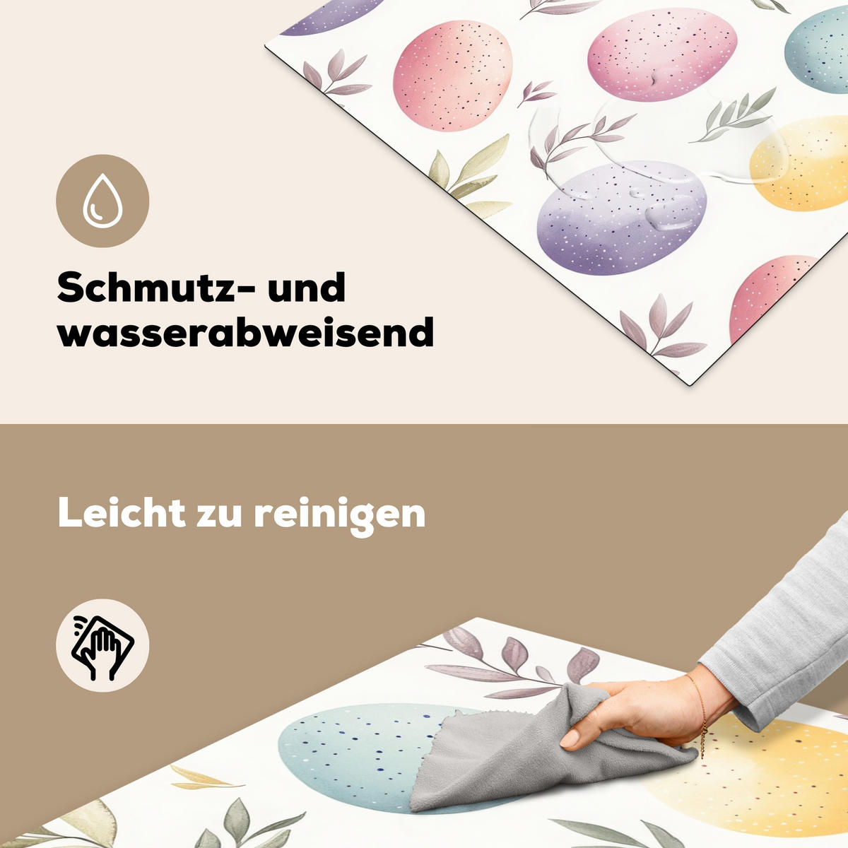 HERDABDECKPLATTE Eier - Bunt - Muster Induktionsmatte 77x59 cm - Weiß, Kunststoff (77/59/0.2cm) - MuchoWow