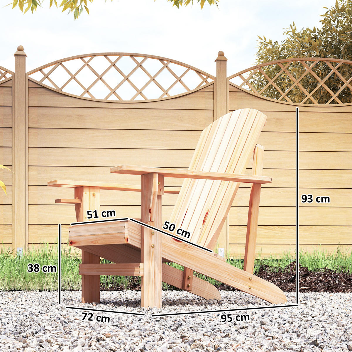 ADIRONDACK-GARTENSTUHL DE-08336 mit Becherhalter Natur - Naturfarben, Holz (95/93/72cm) - ComfortXL