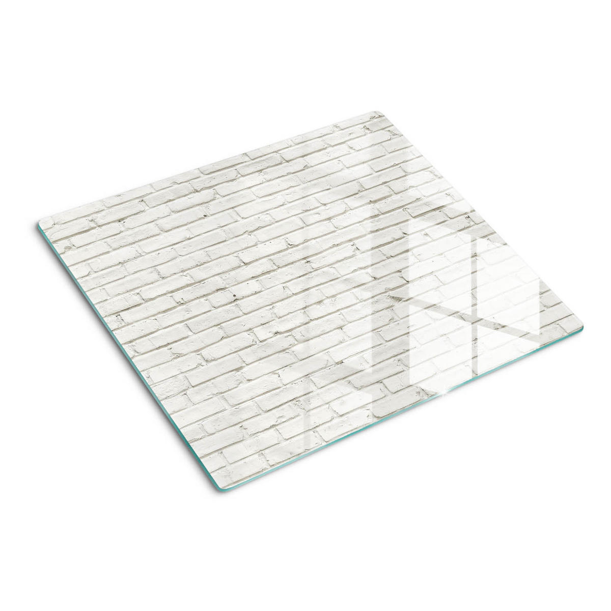 GLASPLATTE 60x52 cm Ziegelmauer - Weiß, Glas (60/0.4/52cm) - TULUP