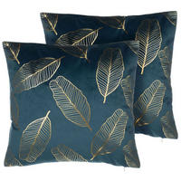 DEKOKISSEN 2er-Set Blaugrün 45/45 cm Freesia - Türkis, Textil (45/45cm) - Beliani